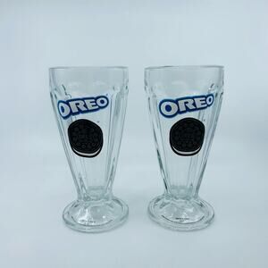 Set Of 2 Oreo Cookie Ice Cream Sundae Float Clear Milkshake Drinking Glassware